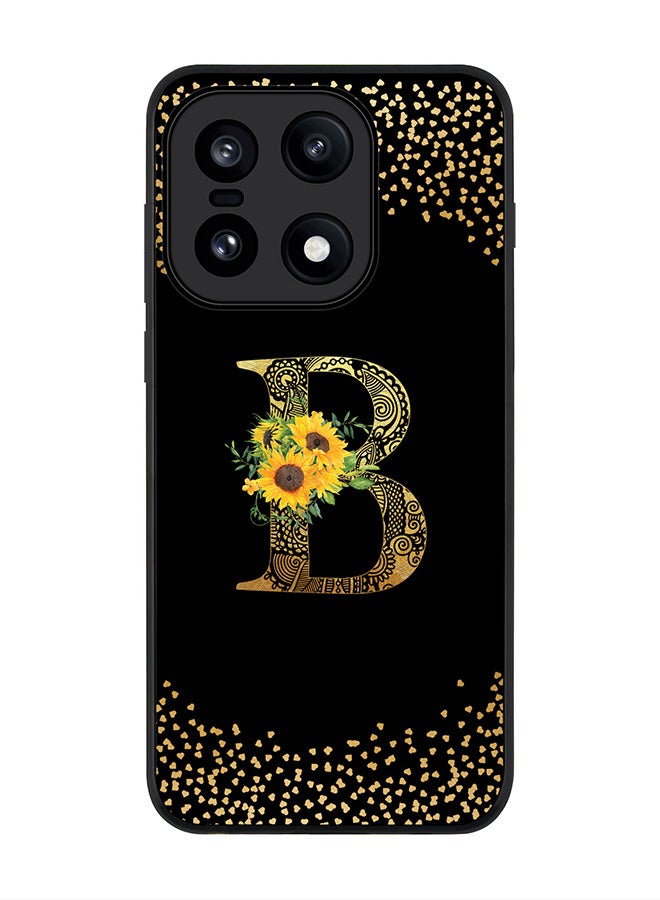 Stylizedd For OnePlus 15 Case,Slim fit Camera Protection, Shockproof Thin Phone cover  - Custom Floral Monogram - B ( Black ) - Image 1